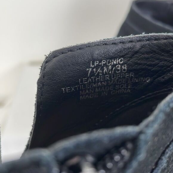 Lucky Brand Women's 7.5 Ankle Boots Black Grained Suede Wood Block Heel Casual - Picture 8 of 8